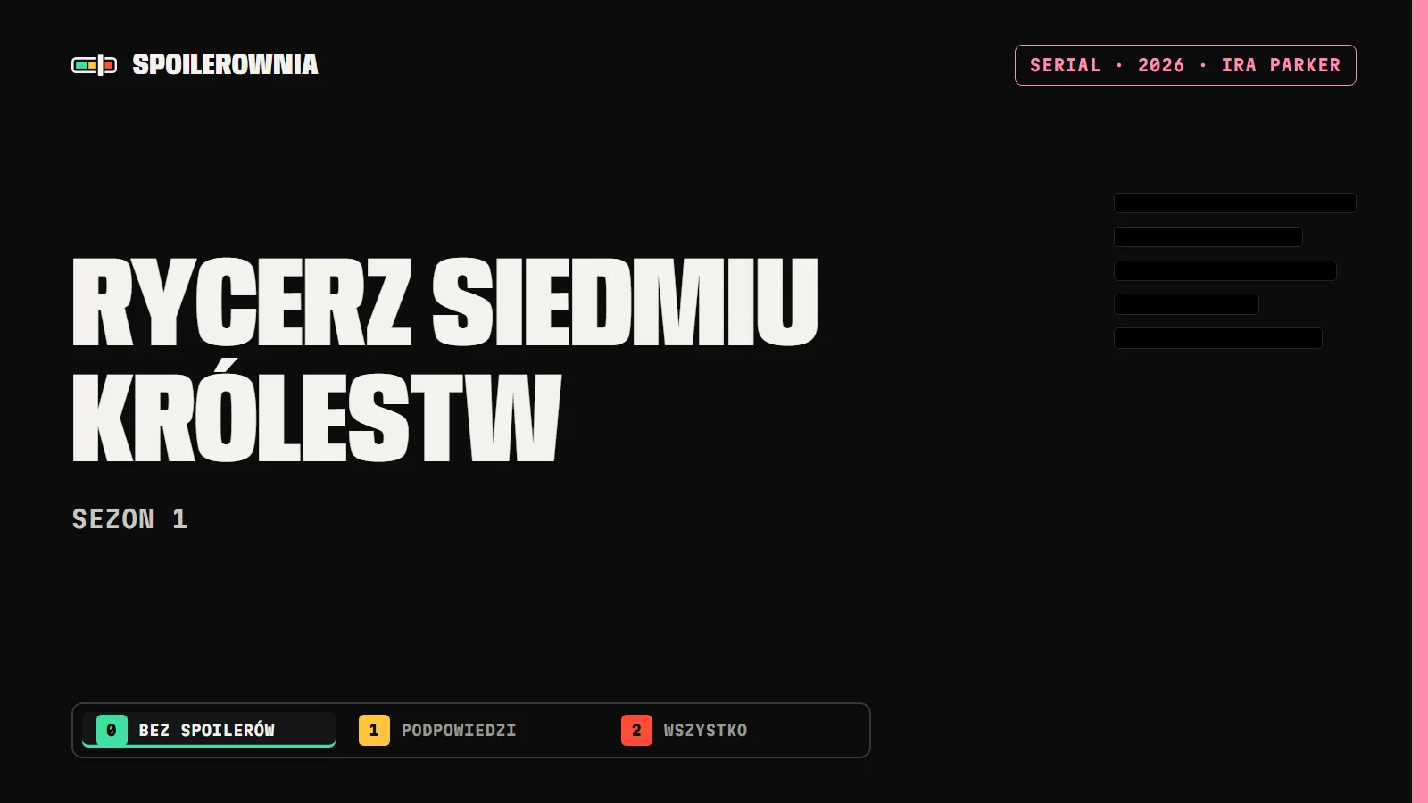 Rycerz Siedmiu Królestw - okładka Spoilerowni