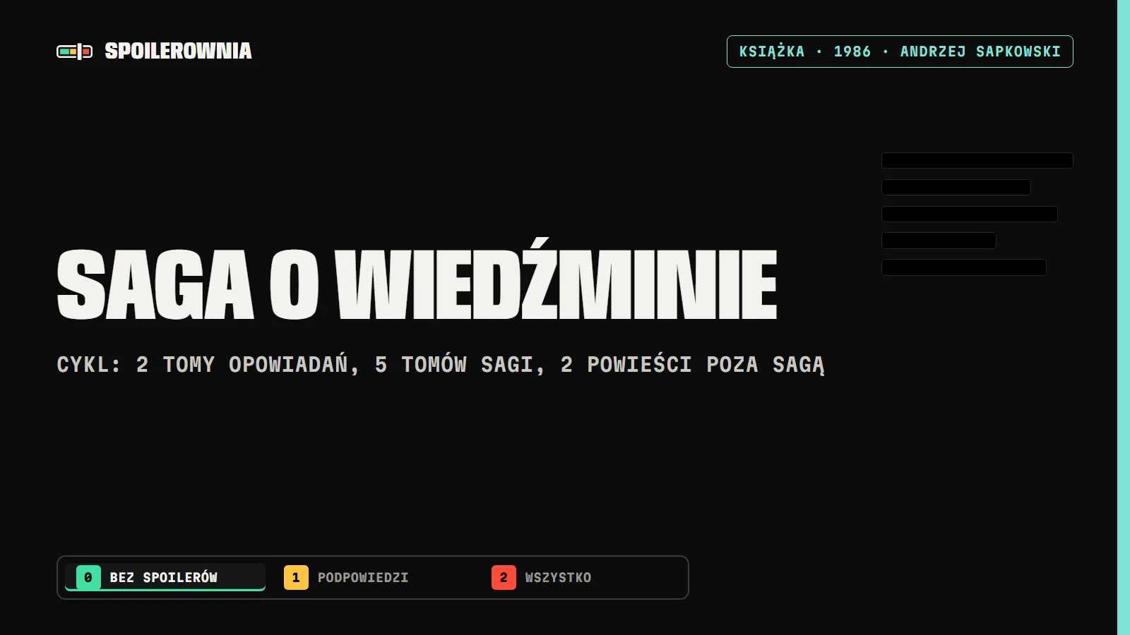 Saga o wiedźminie - okładka Spoilerowni